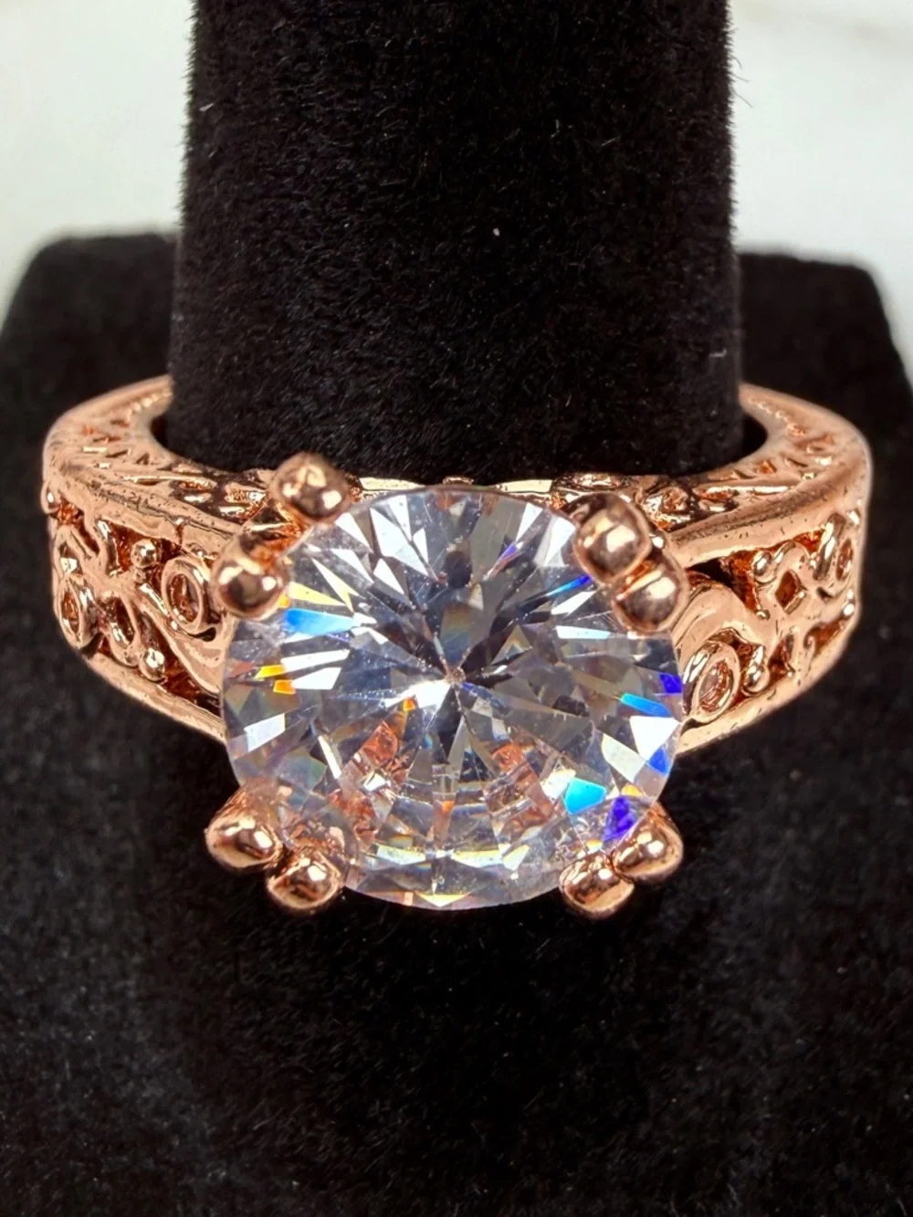 Pretty rose goldtone with clear bling size 7 1/2 ring